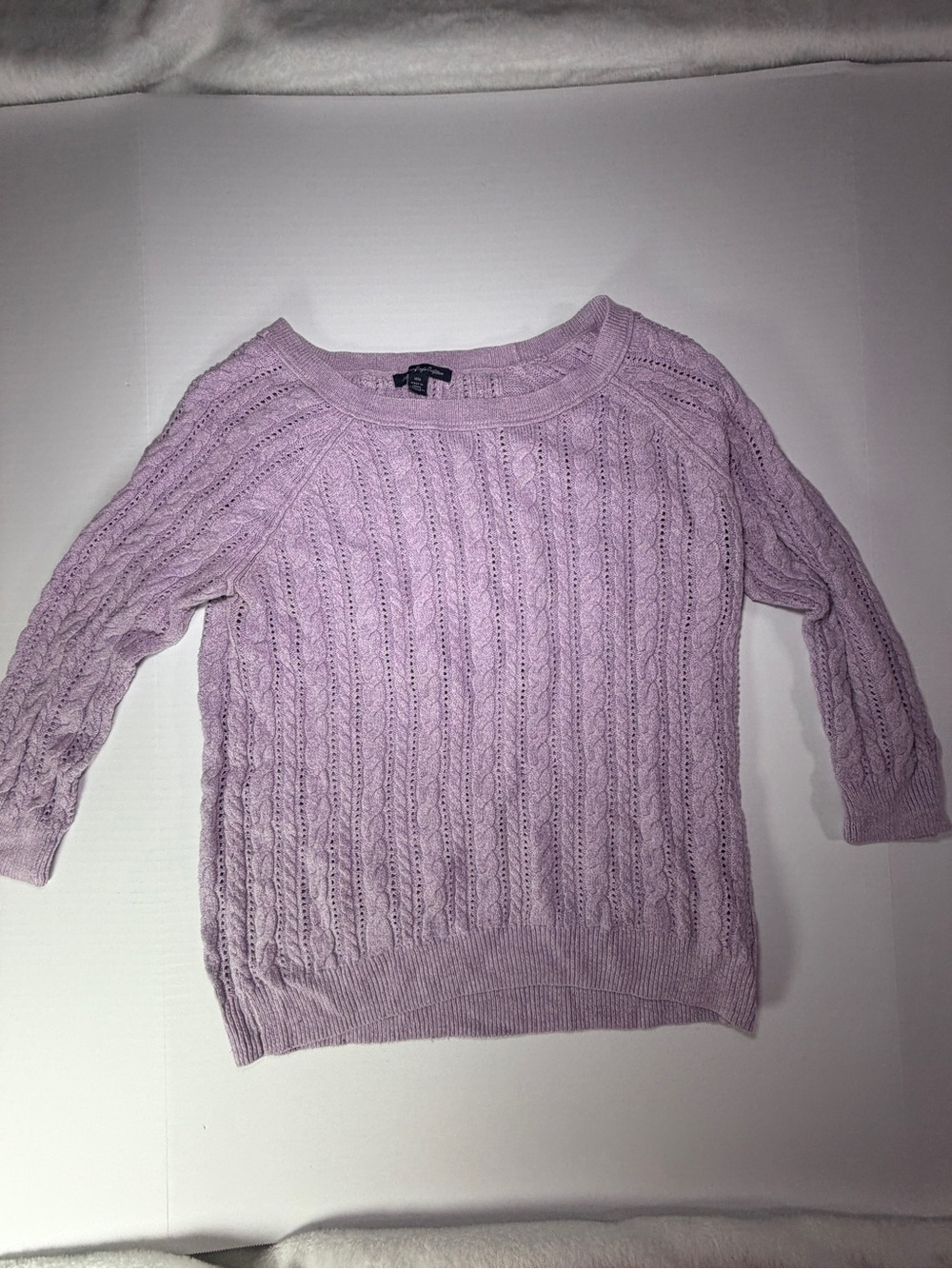 American Eagle Outfitters Lavender Cable Knit Scoop Neck Sweater